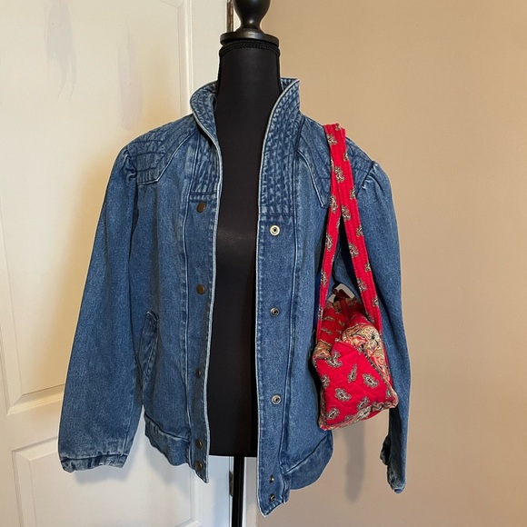 Vintage The Jack Set Blue Wash Snap Button Pocket Denim Jean Jacket Size L 80s - Picture 11 of 13